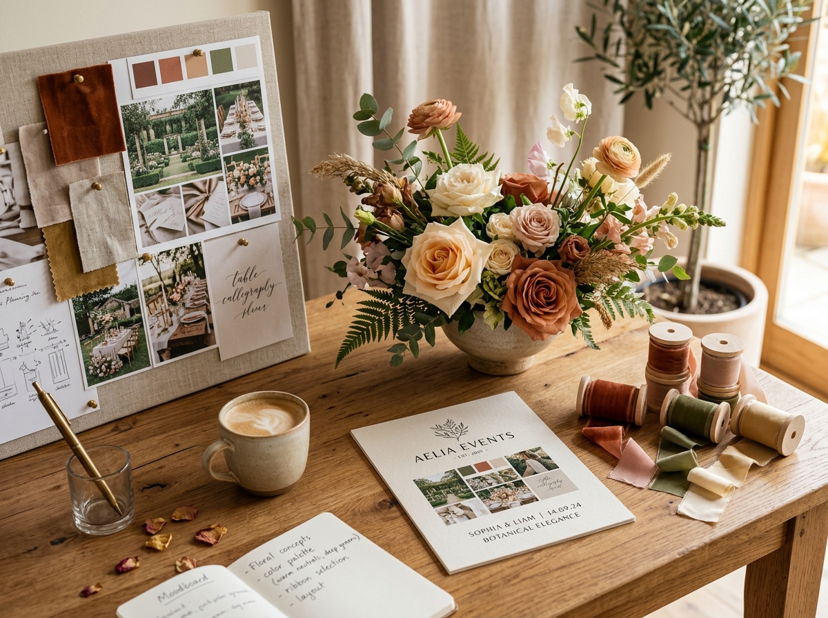 Eden & Blooms Design Studio Moodboard and Floral Styling Workstation